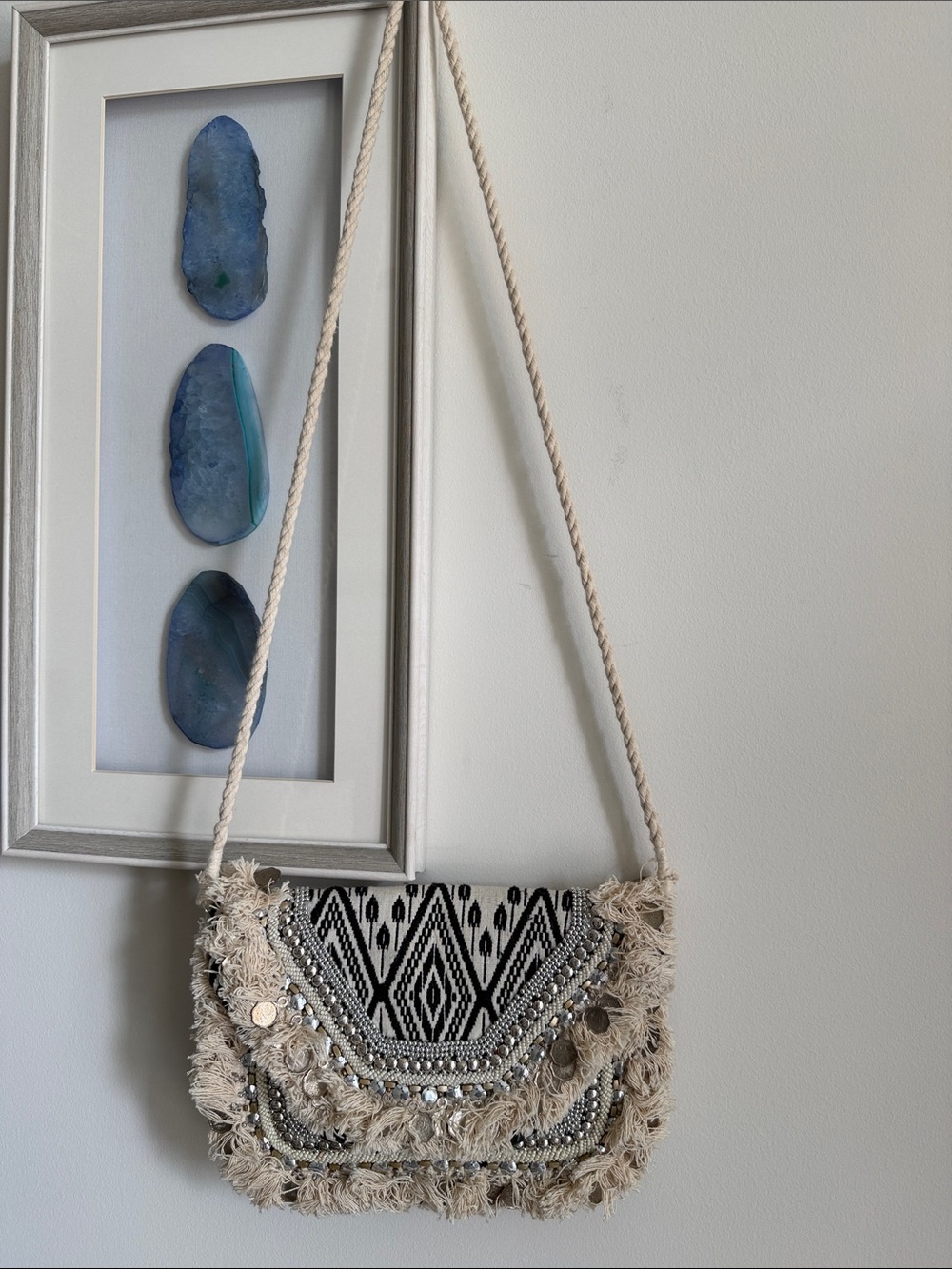 Antik Kraft Neutral Fringe & Tribal Beaded Crossbody